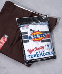 【Dickies】クルー丈 3Pセット チューブライン底パイルWH/3足セット 靴下/メンズ