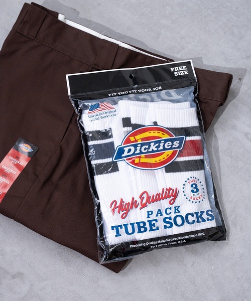 Dickies(ディッキーズ)の「【Dickies】クルー丈 3Pセット チューブライン底パイルWH/3足セット 靴下/メンズ(ソックス/靴下・メンズ・ホワイト・25cm-27cm)」の1枚目の写真