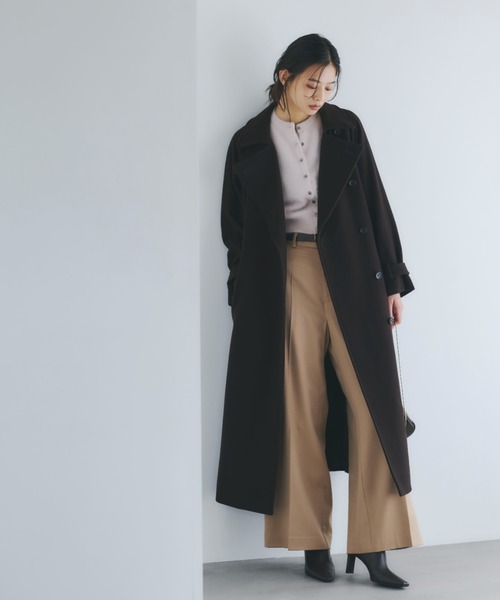 anuans（アニュアンス）の「ウールトレンチコート（トレンチコート・レディース・チャコールグレー/ライトグレー/ブラック/ダークブラウン/キャメル・SMALL/MEDIUM）」の10枚目の写真