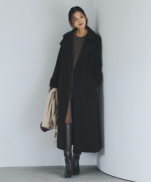 anuans（アニュアンス）の「ウールトレンチコート（トレンチコート・レディース・チャコールグレー/ライトグレー/ブラック/ダークブラウン/キャメル・SMALL/MEDIUM）」の14枚目の写真
