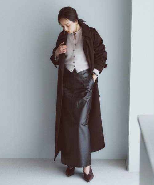 anuans（アニュアンス）の「ウールトレンチコート（トレンチコート・レディース・チャコールグレー/ライトグレー/ブラック/ダークブラウン/キャメル・SMALL/MEDIUM）」の8枚目の写真