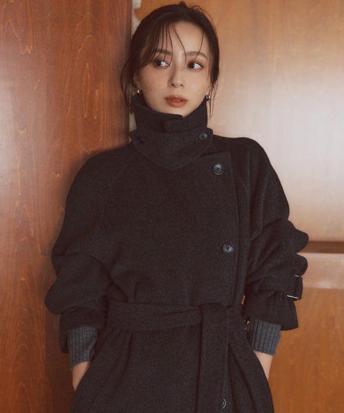 anuans（アニュアンス）の「ウールトレンチコート（トレンチコート・レディース・チャコールグレー/ライトグレー/ブラック/ダークブラウン/キャメル・SMALL/MEDIUM）」の6枚目の写真