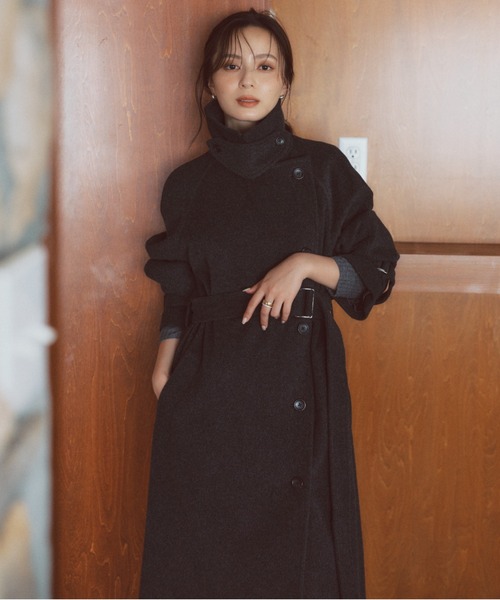 anuans（アニュアンス）の「ウールトレンチコート（トレンチコート・レディース・チャコールグレー/ライトグレー/ブラック/ダークブラウン/キャメル・SMALL/MEDIUM）」の7枚目の写真