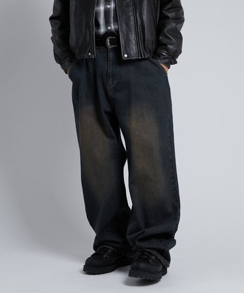 fivefourfive バギーデニム　S セール】【KOOKY'N】ヴィンテージライクブラストバギーデニム（デニム