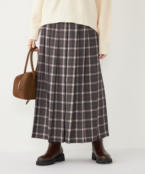 セール】SHIPS Colors:チェック ワイド プリーツ スカート（スカート