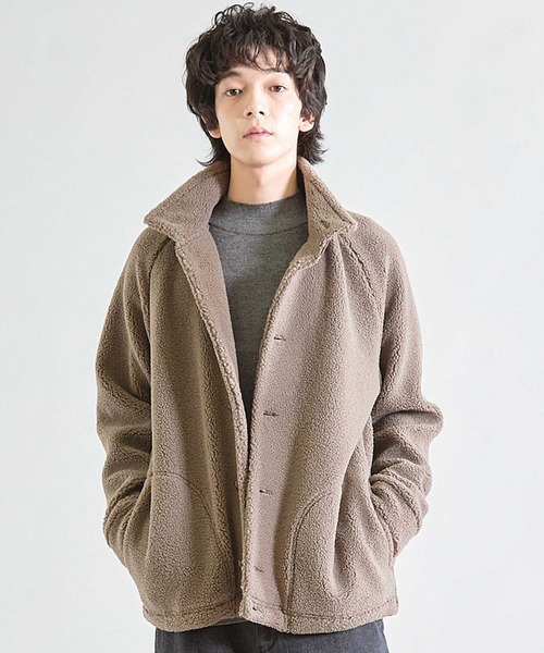 UNION STATION（ユニオンステーション）の「スタンドカラー ボアフリースジャケット（ブルゾン・メンズ・ブラック/アイボリー/ベージュ・LL/L/M）」の10枚目の写真