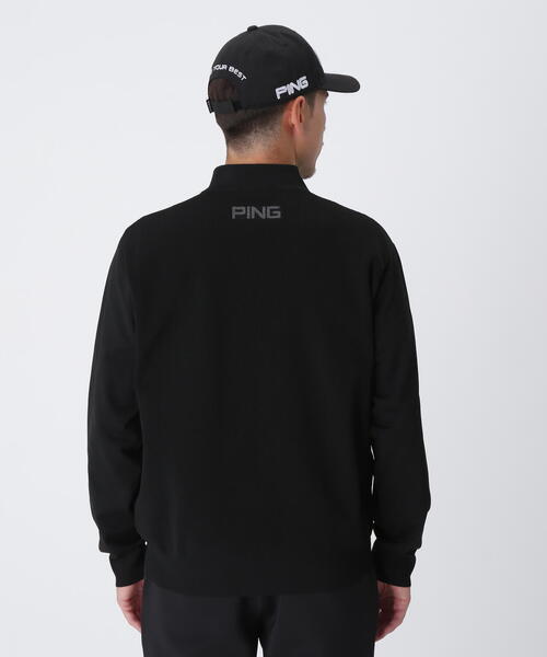 セール】【PING APPAREL】ハーフジップハイネックジャガードニット