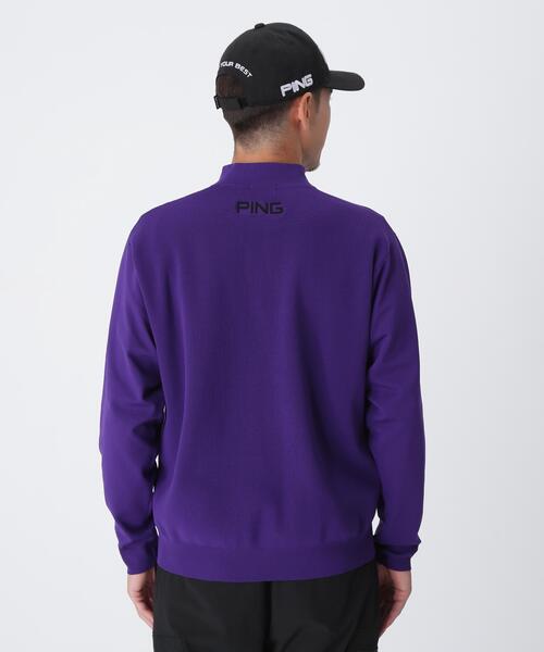 【ホワイト】ハーフジップハイネックジャガードニット <PERFORMANCE> (MENS) PING（ピン） セーター ニット 「PING APPAREL」ハーフジップ
