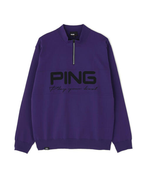 セール】【PING APPAREL】ハーフジップハイネックジャガードニット