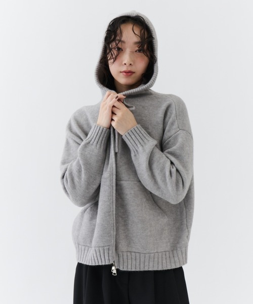 うーたん⭕️OHOTORO zipper hoodie knit グレー 0085828ff54369751c104ddcf32626