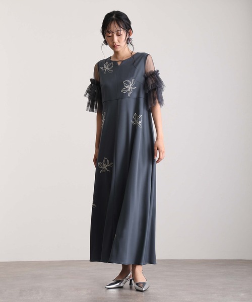 atlo オケージョンドレス　Mサイズ atlo ドレス 結婚式 パーティードレス マーメイドミモレ丈＆袖