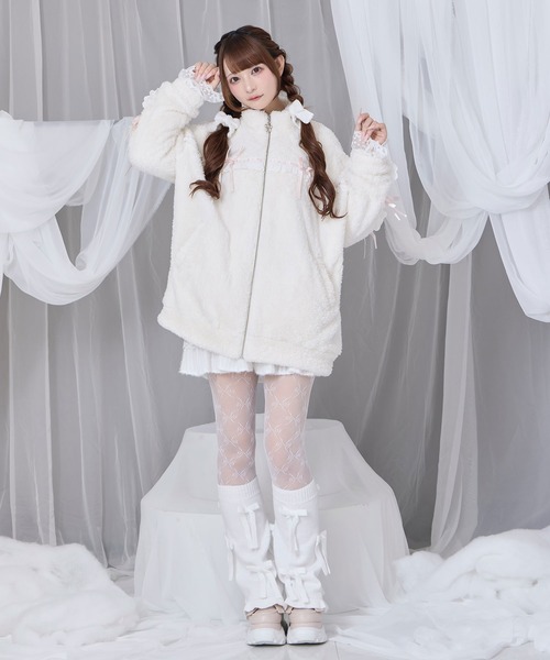 コットンレースフェイクボアアウター（その他アウター）｜Honey