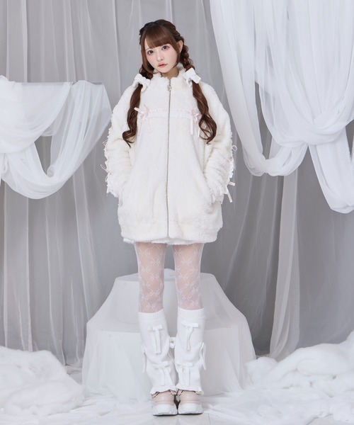 コットンレースフェイクボアアウター（その他アウター）｜Honey