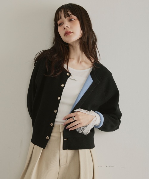 ELLEgirl(エルガール)の「トグル釦デザインカーディガン【ELLEgirl/エルガール】(カーディガン/ボレロ・レディース・レッド/杢グレー/ブラック/サックスブルー/アイボリー/チャコールグレー/ブラウン・FREE)」の8枚目の写真
