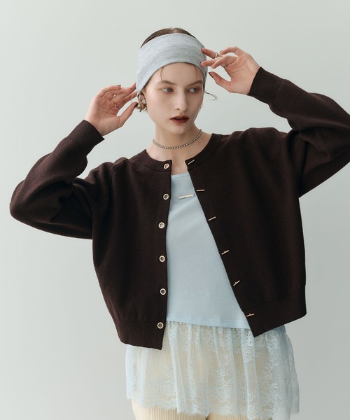 ELLEgirl(エルガール)の「トグル釦デザインカーディガン【ELLEgirl/エルガール】(カーディガン/ボレロ・レディース・レッド/杢グレー/ブラック/サックスブルー/アイボリー/チャコールグレー/ブラウン・FREE)」の13枚目の写真