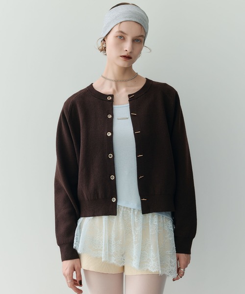 ELLEgirl(エルガール)の「トグル釦デザインカーディガン【ELLEgirl/エルガール】(カーディガン/ボレロ・レディース・レッド/杢グレー/ブラック/サックスブルー/アイボリー/チャコールグレー/ブラウン・FREE)」の10枚目の写真