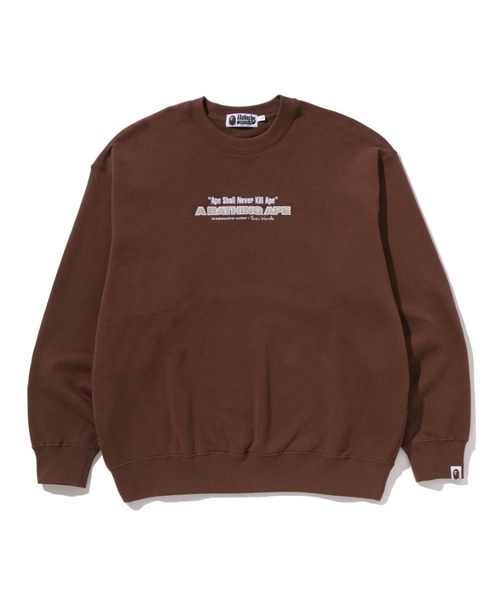 A BATHING APE(アベイシングエイプ)の「BAPE SLOGAN RELAXED FIT CREWNECK SWEATSHIRT(スウェット・メンズ・ブラウン/ブラック・X-LARGE/SMALL/LARGE/XX-LARGE/MEDIUM)」の1枚目の写真