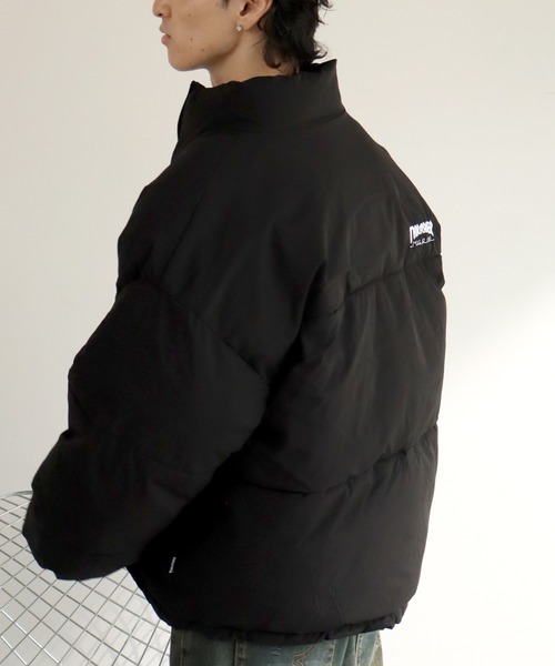 THRASHER(スラッシャー)の「【THRASHER/スラッシャー】コットンライク タイプライター 中綿パファージャケット(ダウンジャケット/コート・メンズ・ブラック/ホワイト・L/M/XL)」の6枚目の写真