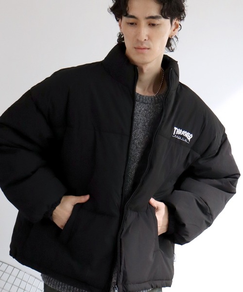 THRASHER(スラッシャー)の「【THRASHER/スラッシャー】コットンライク タイプライター 中綿パファージャケット(ダウンジャケット/コート・メンズ・ブラック/ホワイト・L/M/XL)」の7枚目の写真