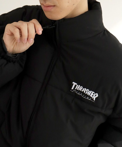 THRASHER(スラッシャー)の「【THRASHER/スラッシャー】コットンライク タイプライター 中綿パファージャケット(ダウンジャケット/コート・メンズ・ブラック/ホワイト・L/M/XL)」の4枚目の写真