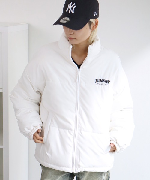 THRASHER(スラッシャー)の「【THRASHER/スラッシャー】コットンライク タイプライター 中綿パファージャケット(ダウンジャケット/コート・メンズ・ブラック/ホワイト・L/M/XL)」の11枚目の写真