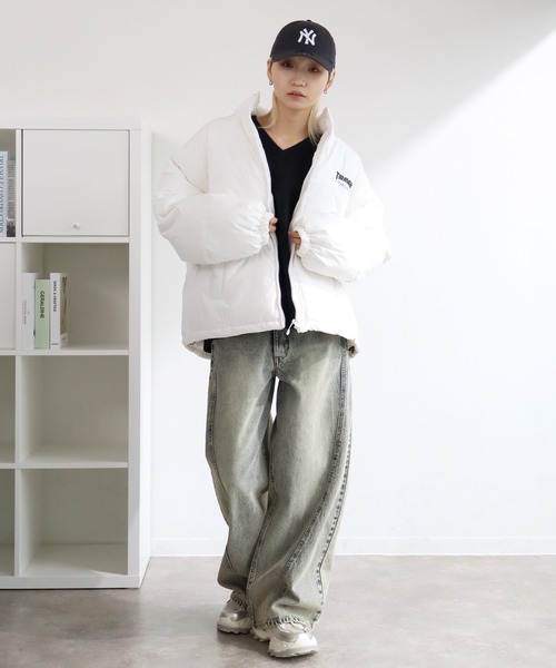THRASHER(スラッシャー)の「【THRASHER/スラッシャー】コットンライク タイプライター 中綿パファージャケット(ダウンジャケット/コート・メンズ・ブラック/ホワイト・L/M/XL)」の14枚目の写真