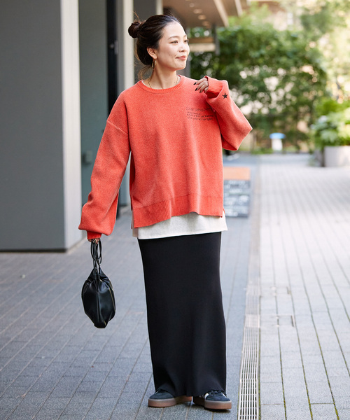 B.C STOCK（ベーセーストック）の「手洗い可 / モールジャガードロゴニット（ニット/セーター・レディース・ブラウン/ライトグリーン/オレンジ/イエロー・FREE）」の6枚目の写真