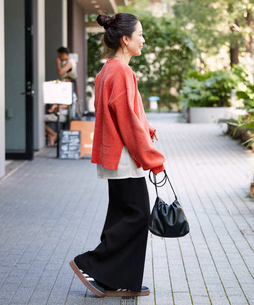 B.C STOCK（ベーセーストック）の「手洗い可 / モールジャガードロゴニット（ニット/セーター・レディース・ブラウン/ライトグリーン/オレンジ/イエロー・FREE）」の5枚目の写真