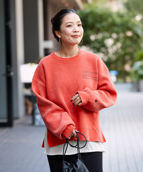 B.C STOCK（ベーセーストック）の「手洗い可 / モールジャガードロゴニット（ニット/セーター・レディース・ブラウン/ライトグリーン/オレンジ/イエロー・FREE）」の11枚目の写真