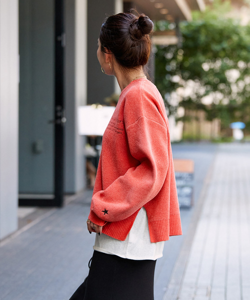 B.C STOCK（ベーセーストック）の「手洗い可 / モールジャガードロゴニット（ニット/セーター・レディース・ブラウン/ライトグリーン/オレンジ/イエロー・FREE）」の12枚目の写真