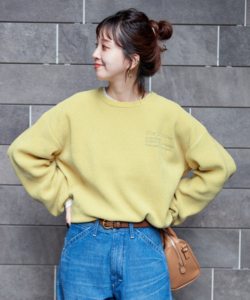 B.C STOCK（ベーセーストック）の「手洗い可 / モールジャガードロゴニット（ニット/セーター・レディース・ブラウン/ライトグリーン/オレンジ/イエロー・FREE）」の20枚目の写真