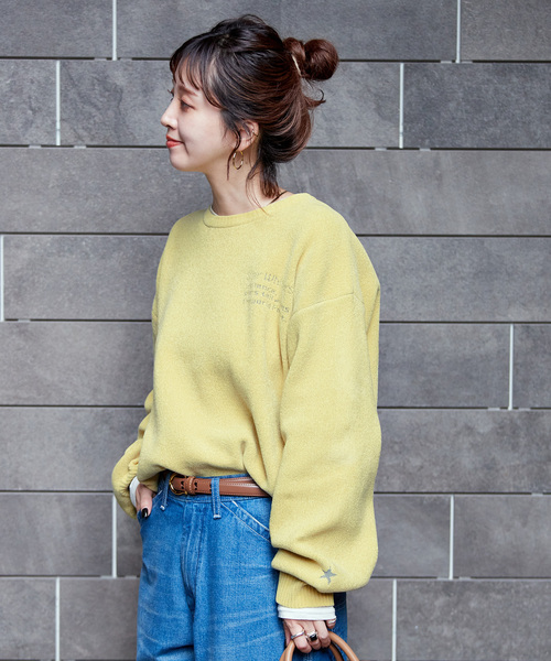 B.C STOCK（ベーセーストック）の「手洗い可 / モールジャガードロゴニット（ニット/セーター・レディース・ブラウン/ライトグリーン/オレンジ/イエロー・FREE）」の18枚目の写真