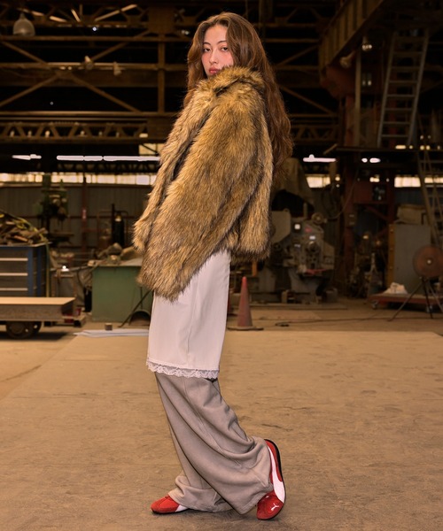 Fauxファースタンドカラーコート（その他アウター）｜ACLENT