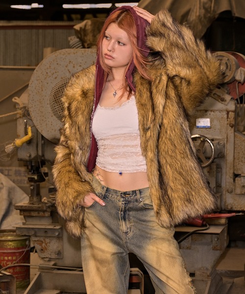 Fauxファースタンドカラーコート（その他アウター）｜ACLENT