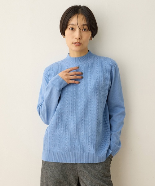 DECOY SINCE 1981(デコイシンスイチキュウハチイチ)の「【優しげな色合いが好印象】ケーブル編みハイネックニット【洗える】(ニット/セーター・レディース・ピンク/ベージュ/グレー/ブルー・LL/L/M)」の8枚目の写真