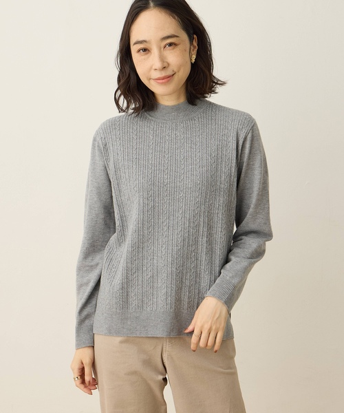 DECOY SINCE 1981(デコイシンスイチキュウハチイチ)の「【優しげな色合いが好印象】ケーブル編みハイネックニット【洗える】(ニット/セーター・レディース・ピンク/ベージュ/グレー/ブルー・LL/L/M)」の9枚目の写真