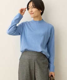 【優しげな色合いが好印象】ケーブル編みハイネックニット【洗える】