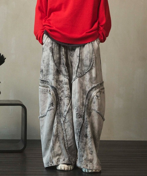 UNISEX》Denim Switching Wide Cargo Alien Pants/デニム切り替え