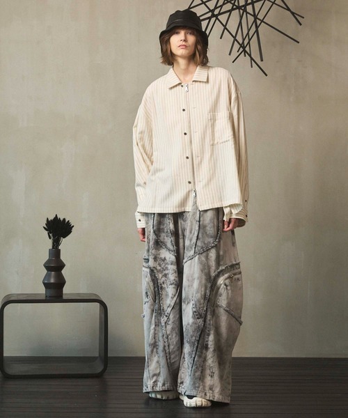 UNISEX》Denim Switching Wide Cargo Alien Pants/デニム切り替え