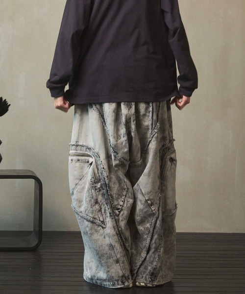 UNISEX》Denim Switching Wide Cargo Alien Pants/デニム切り替え