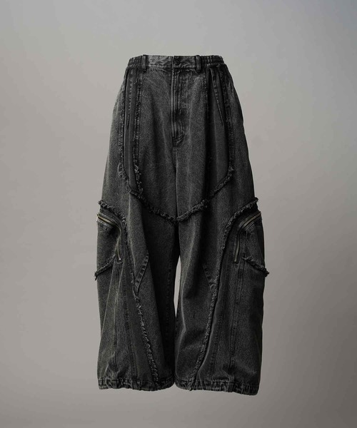 UNISEX》Denim Switching Wide Cargo Alien Pants/デニム切り替え
