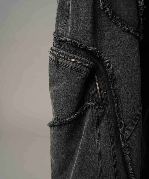 UNISEX》Denim Switching Wide Cargo Alien Pants/デニム切り替え