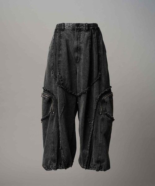 UNISEX》Denim Switching Wide Cargo Alien Pants/デニム切り替え
