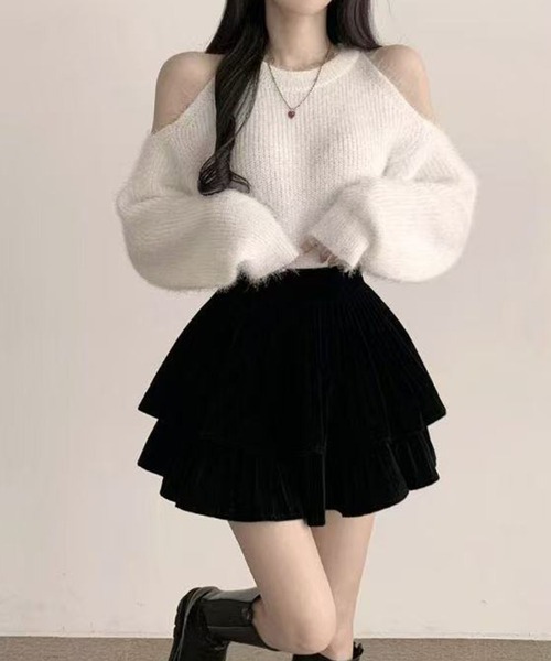 セール】オープンショルダーニットトップス（ニット/セーター