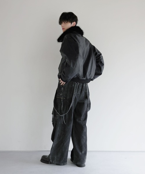 LILL（リル）の「襟ファー2way合皮ジャケット（ブルゾン・メンズ・ブラウン/ブラック・S/M/L/XL）」の22枚目の写真