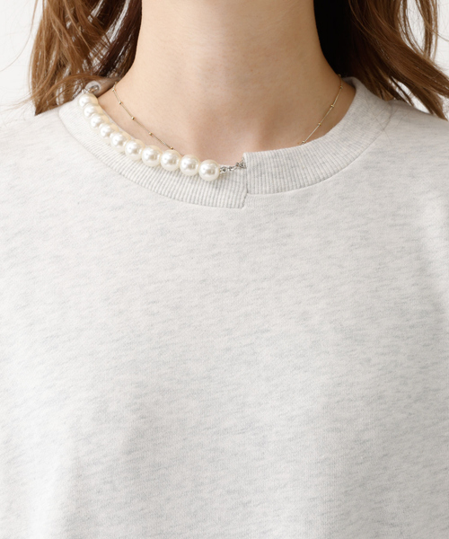 DESIGNWORKS(デザインワークス)の「パール付きスウェットワンピース(ワンピース・レディース・ブラック/ホワイト/ライトグレー・フリー)」の16枚目の写真