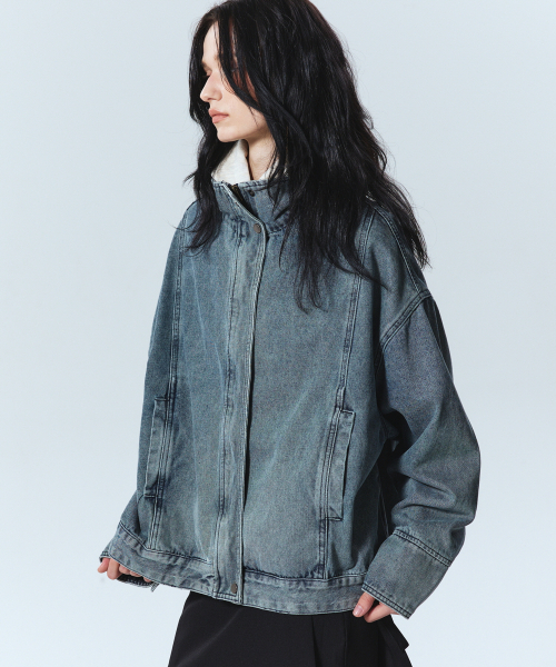 NICK&NICOLE(ニックアンドニコール)の「TRUCKER WASHING DENIM JACKET_BLUE(MA-1・レディース・その他・FREE)」の2枚目の写真