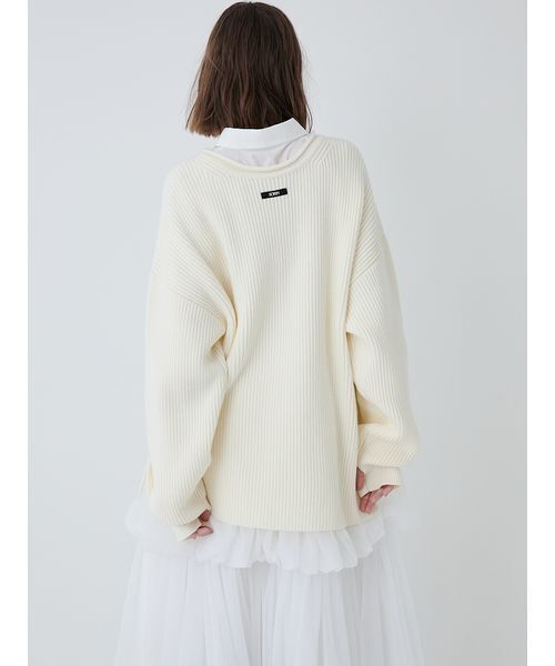 SORIN（ソリン　）の「Heart Cutting Oversized Sweater/ハートカッティングオーバーサイズセーター（ニット/セーター・レディース・オフホワイト/ダークグレー・38）」の5枚目の写真