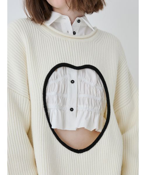 SORIN（ソリン　）の「Heart Cutting Oversized Sweater/ハートカッティングオーバーサイズセーター（ニット/セーター・レディース・オフホワイト/ダークグレー・38）」の10枚目の写真
