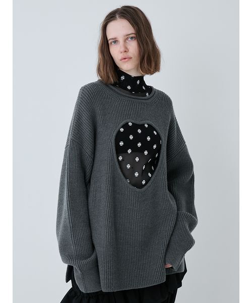 SORIN（ソリン　）の「Heart Cutting Oversized Sweater/ハートカッティングオーバーサイズセーター（ニット/セーター・レディース・オフホワイト/ダークグレー・38）」の18枚目の写真